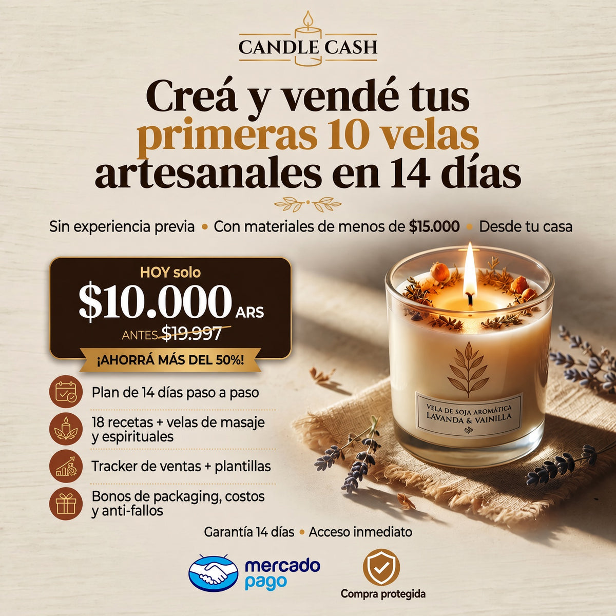 Candle Cash — Creá y vendé tus primeras 10 velas artesanales en 14 días